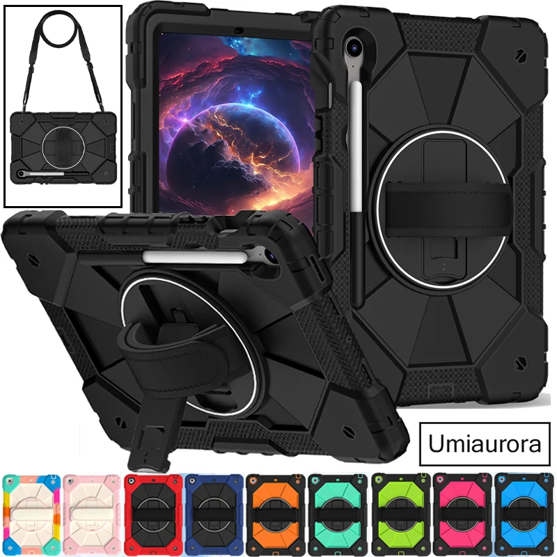 For Samsung Tab S7 S8+ S9 FE+ Plus S10 Lite SM-X400 X620 12.4 inch X820 X610 Hand Strap Stand Tablet Case Shockproof Cover Funda
