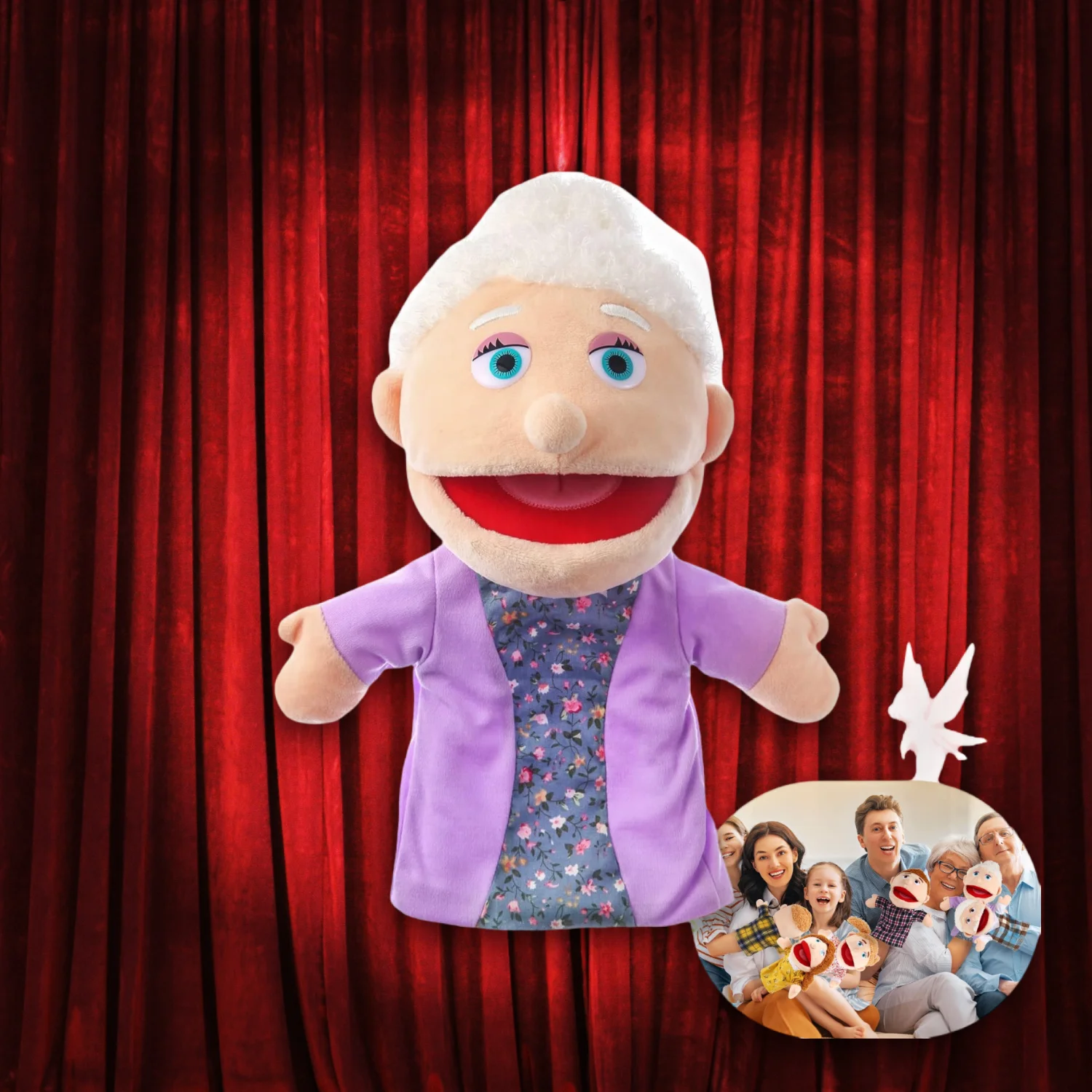 Großvater-Handpuppen – weiche Plüsch-Handpuppen, interaktives Rollenspiel-Spielzeug zum Geschichtenerzählen für Kinder, fantasievolles Spielen