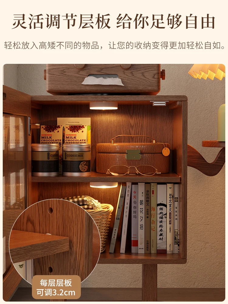 HHMobile Bedside Table Solid Wood Bedroom With Lamp Locker Living Room Creative Side Cabinet Robot Children's Bedside Cabinet