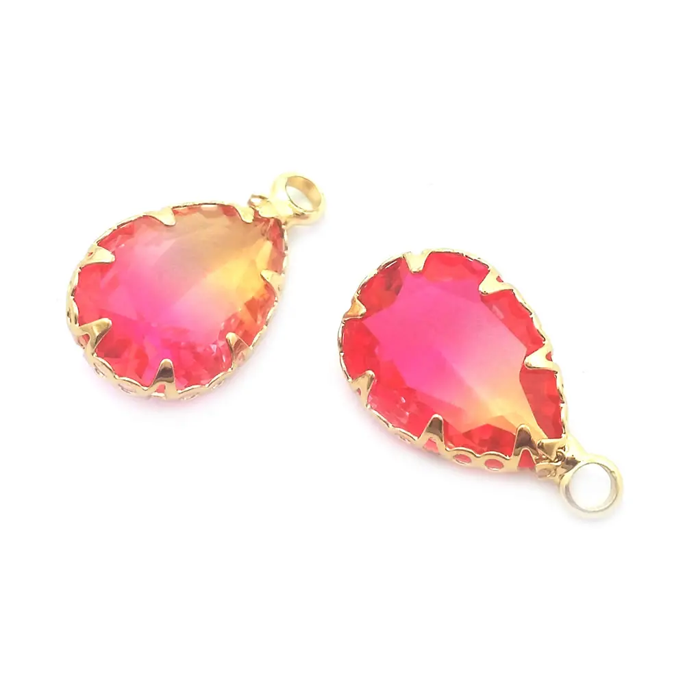 18K Gold Color Colorful Rainbow Drop Shape Charms Pendants High Quality Necklace Earrings Accessories Rosediy official-website