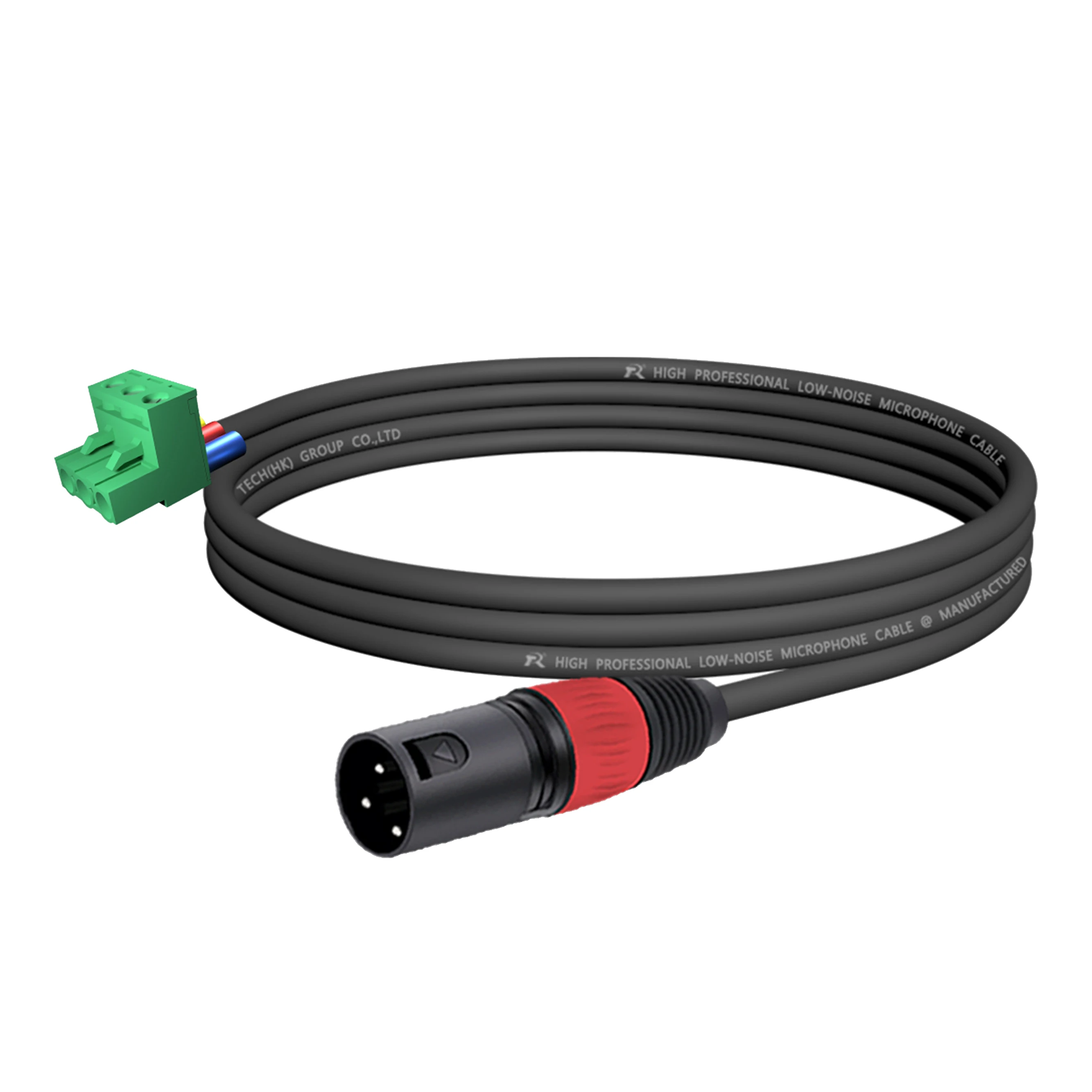 Geräuscharmes Audiokabel, PHX3M/2EDG-5.08 3-poliger Stecker Schraubklemmenblock zu 3P XLR F/M, Schwarze Kabelhülle mit Farbigem Reliefring – Detail 5