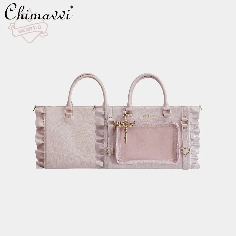 

Original Japanese Style Sweet Girl Handbag Crossbody Pearl Pain Bag Commuting Large Capacity Elegant Princess Women's Bag