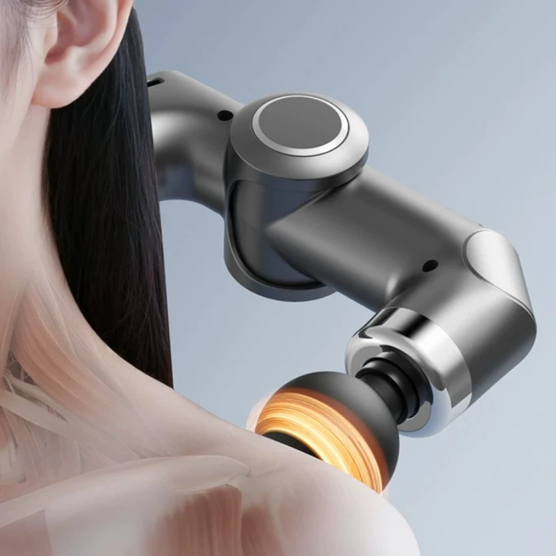 U-shaped Elbow Massage Gun Deep Tissue with Heat & Adjustable Angles Fascia Gun Percussion Back Massager for Muscle Neck Body