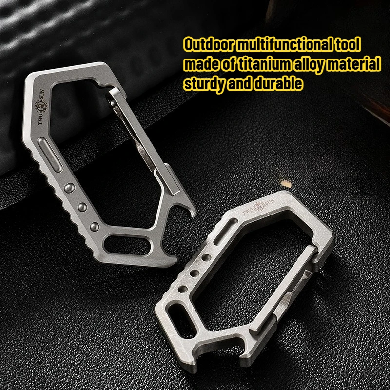 

Titanium Alloy Outdoor Multifunctional Hiking Buckle Convenient Camping and Mountaineering Compact Keychain EDC Pocket Tool