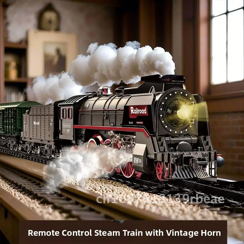 Christmas Gift Retro Steam Train Track Set Simulation Electric Train Boy Toy