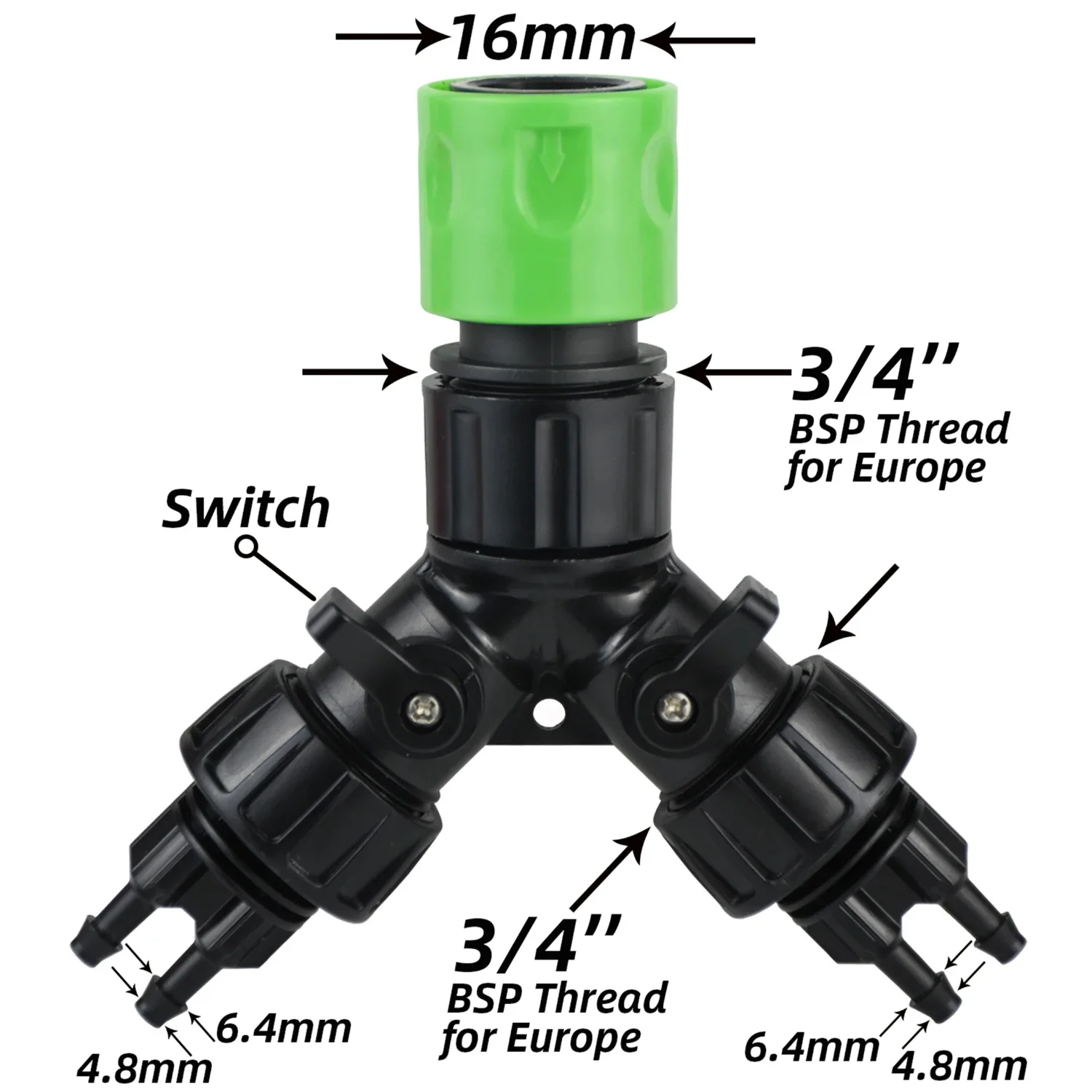 Comprehensive Watering System Kit with Versatile and Efficient 4-Way Automatic Green Splitter Drip Irrigation Tap Adapter - Perf