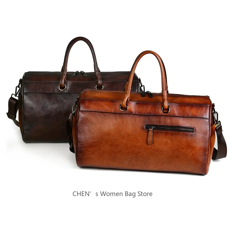 

Crazy Horse Genuine Leather Men's Travel Bag Cowhide Big Luggage Bag For Man