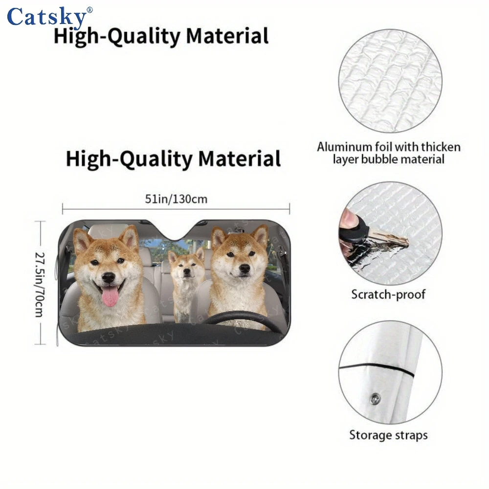 Three Dogs Car Sunshades | Front Window Sun Cover For Car, Durable Polyamide Visor, Universally Applicable, Car Decor Gift