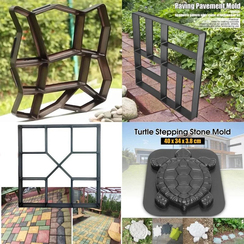 Garden Path Maker Mold Plastic DIY Garden Mold Manually Paving Cement Brick Stone Road Concrete Mould Reusable Manually Paving