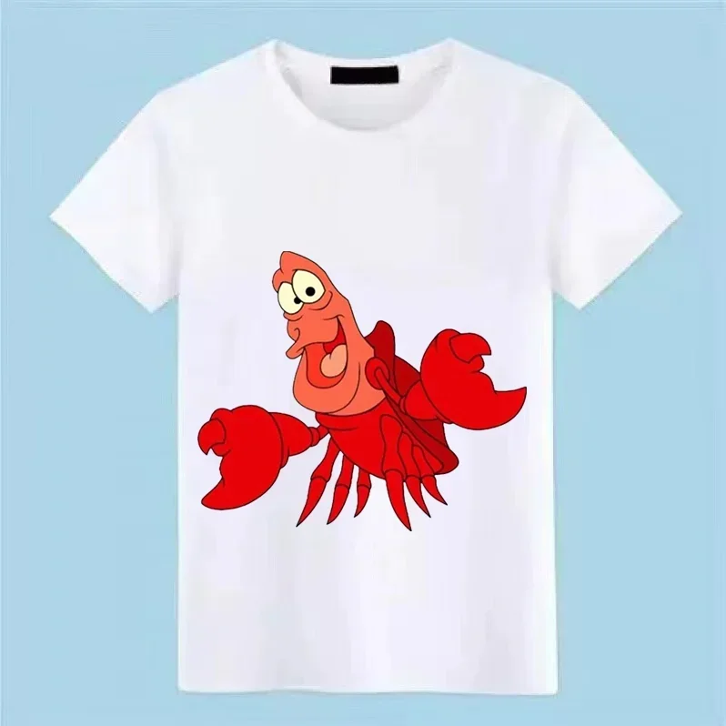 Disney Mermaid Sea King T-shirt Men's Children's Fashion Casual Sports T-shirt