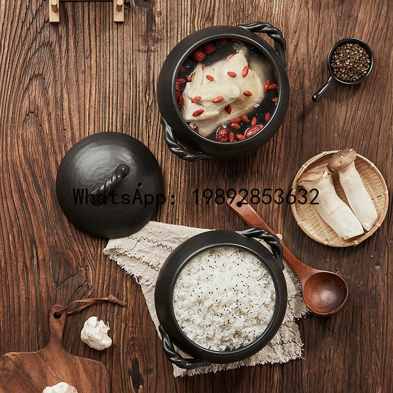 

PYJ household ceramic spherical high temperature resistant casserole ceramic soup black pot