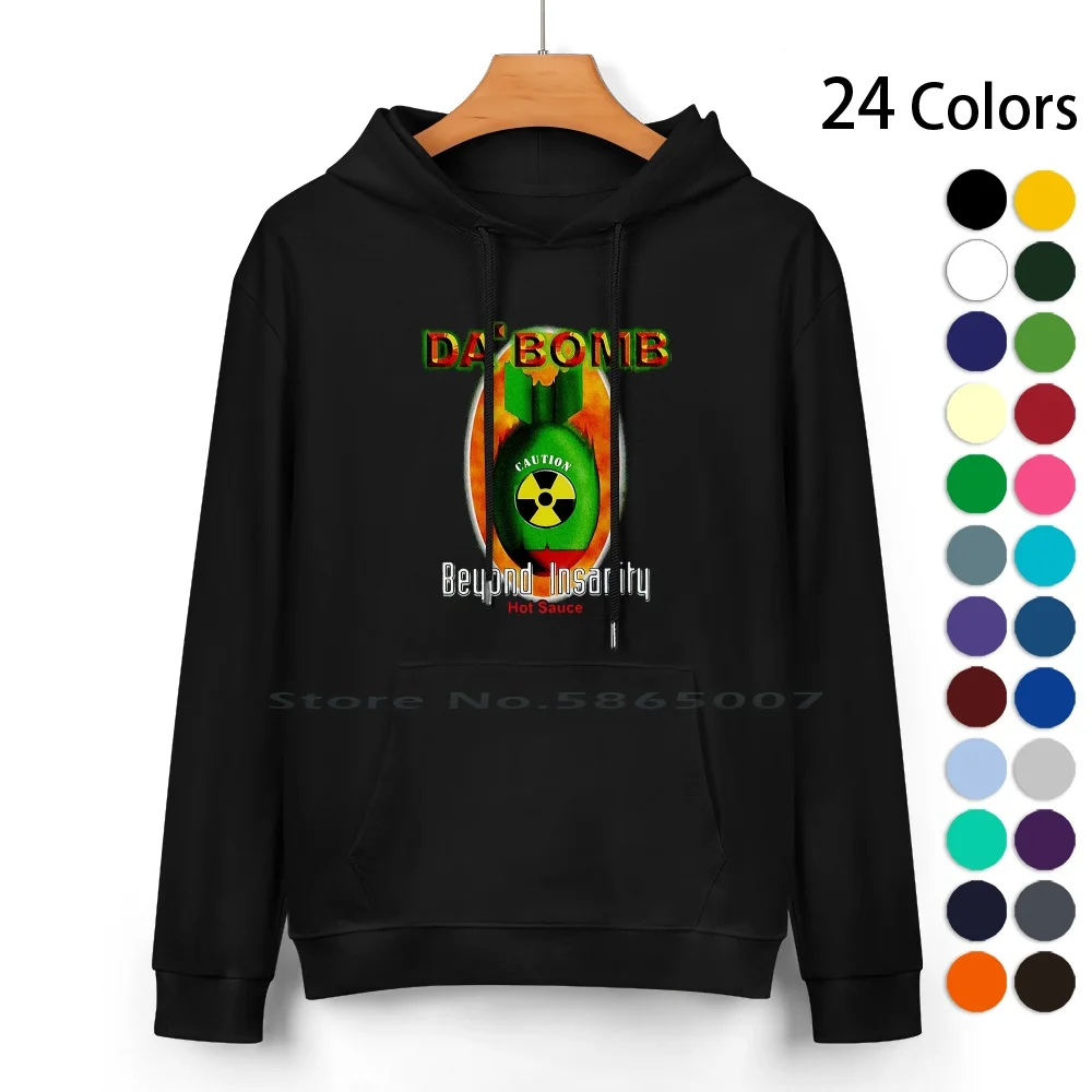 Da Bomb Pure Cotton Hoodie Sweater 24 Colors Bomb Spicy One Chili Pepper Salsa Food Cool Hip Trend Funny Humor Silly Classic