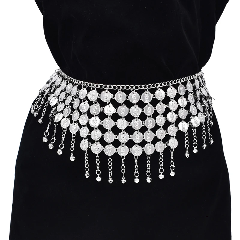 

Womens Summer Tassel Waist Chain Coin Pendant Belly Dance Body Chain Bellydance Costume Stage Show Accessories