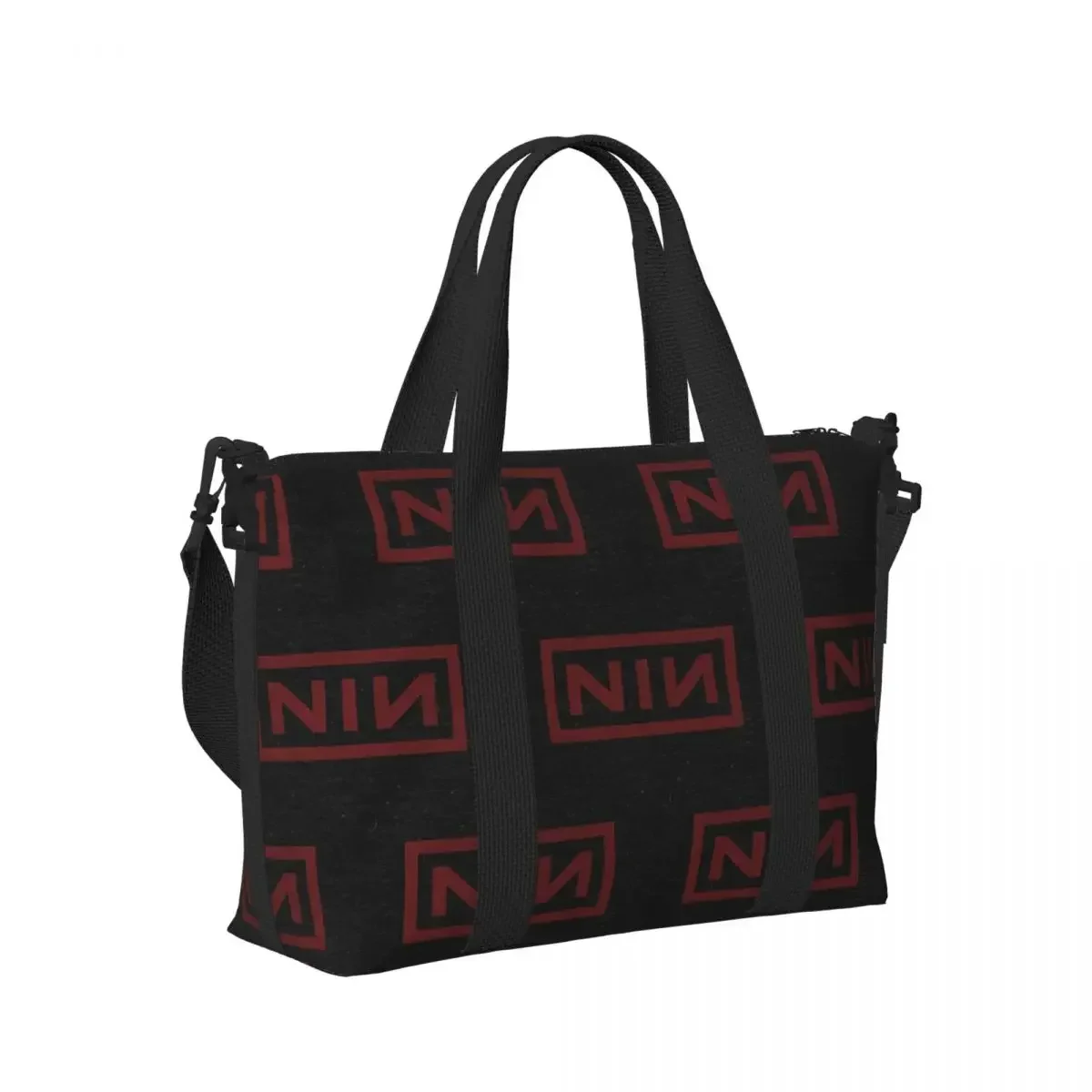 

NIN Retro Logo Beach Travel Bag Large Capacity Tote Bags for Gym Yoga Women Shopping Duffle Shoulder Bag