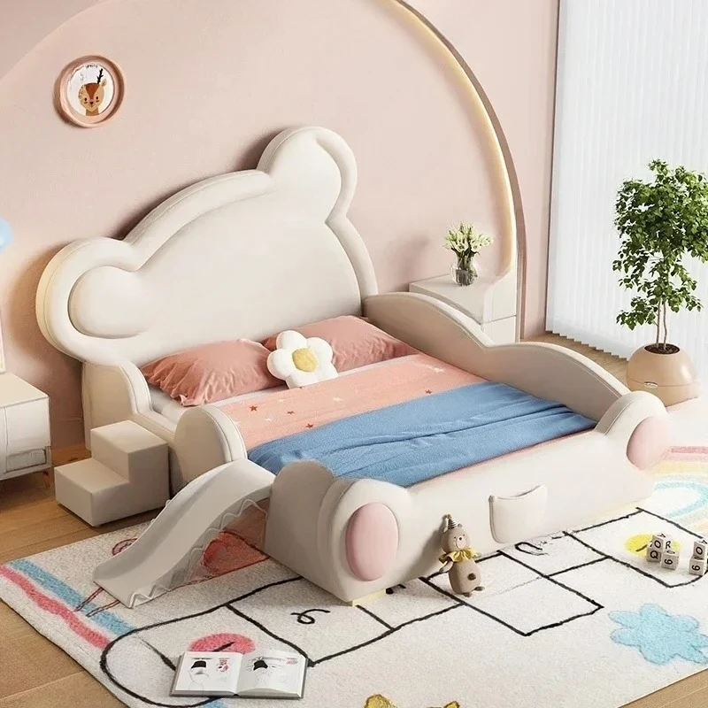Soft Girl Double Bed Kids Modern Luxury Loft Baby Double Bed Frame Queen Lit Trendy Letto Matrimoniale Unique Furni