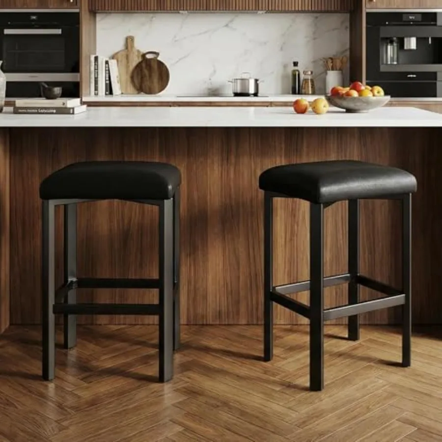 

Барные стулья из искусственной кожи с толстой обивкой, высотой для кухонного стола, прочное металлическое основание, простая сборка