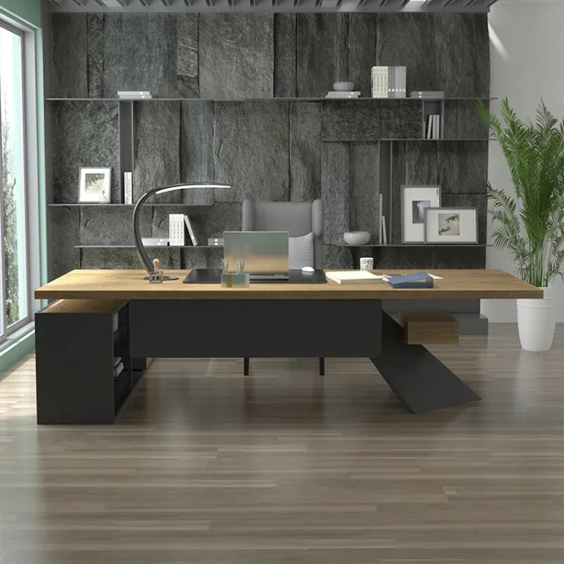 Original wooden large board office desk creative solid wood boss desk