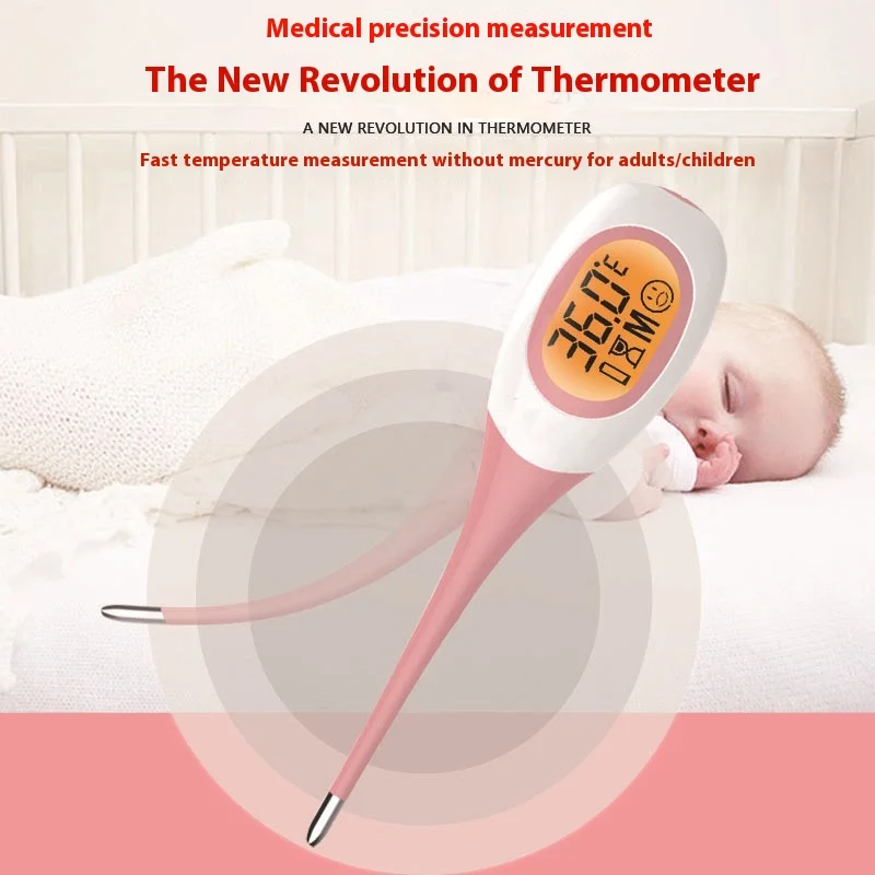 AIQUE 8 Seconds Backlit Fever Thermometer Medical Household Digital LCD Medical Fast Measure Kids Baby Child Adult Body Soft