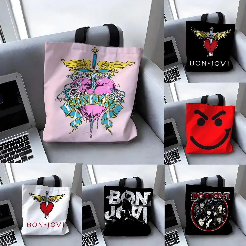 Bolsas de almacenamiento, bolso de lona grande, bolsos de diseñador para mujer, bolsas de compras para comestibles, marca B-Bon Jovi