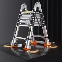 Lichtmetalen Telescopische Trapladder Multifunctionele Hijstechniek Trappen Verdikte Visgraatladders Vouwtrappen