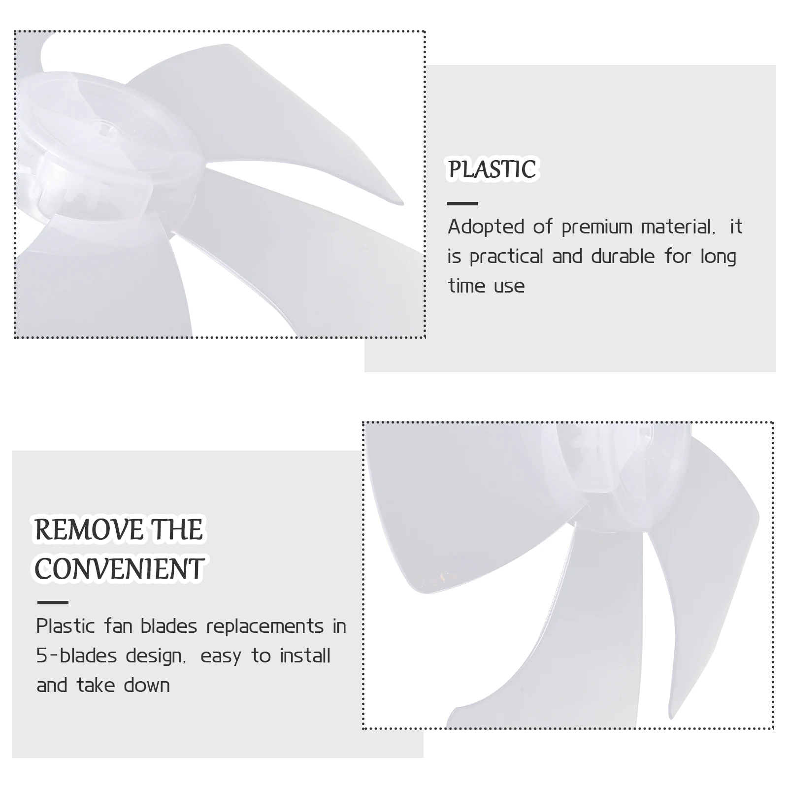 

14 Inch Thick Plastic Fan Blades for Standing Table Fans Universal 5 Leaves Replacement White 350MM Electric Accessories