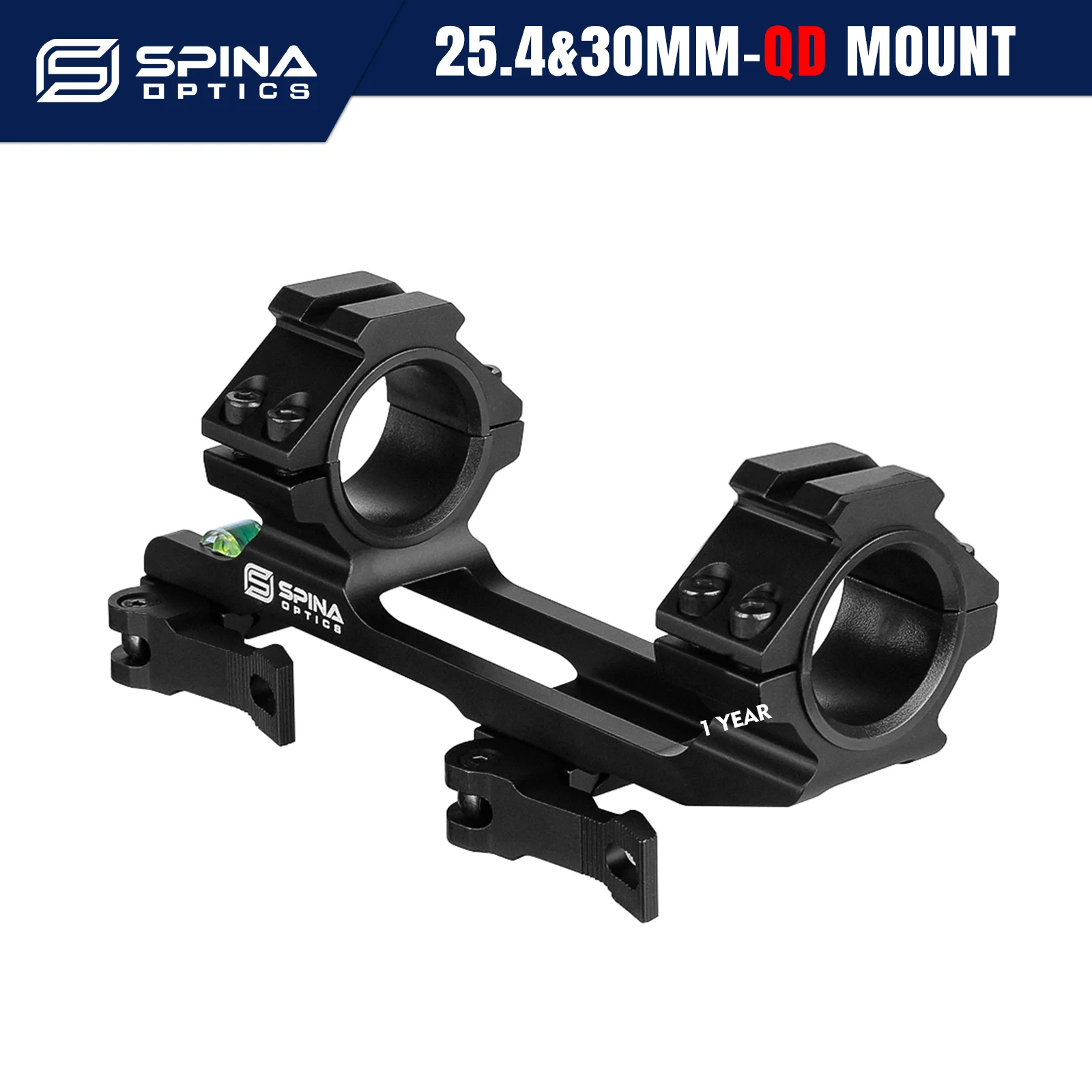 SPINA OPTICS 25.4/30mm Picatinny Quick-Detach Scope Mounts With Bubble Level,1Inch Scope Rings,Picatinny Rail On Top