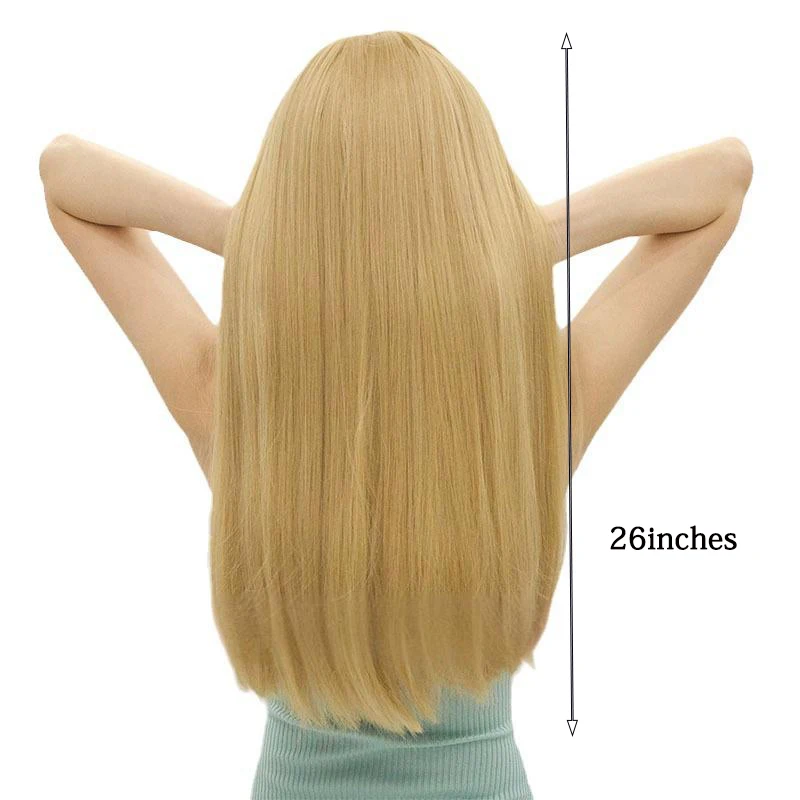 

Clearance Sale Of 26-Inch Golden Long Straight Synthetic Wigs Suitable For Women'S Daily, Party And Halloween Natural Hair