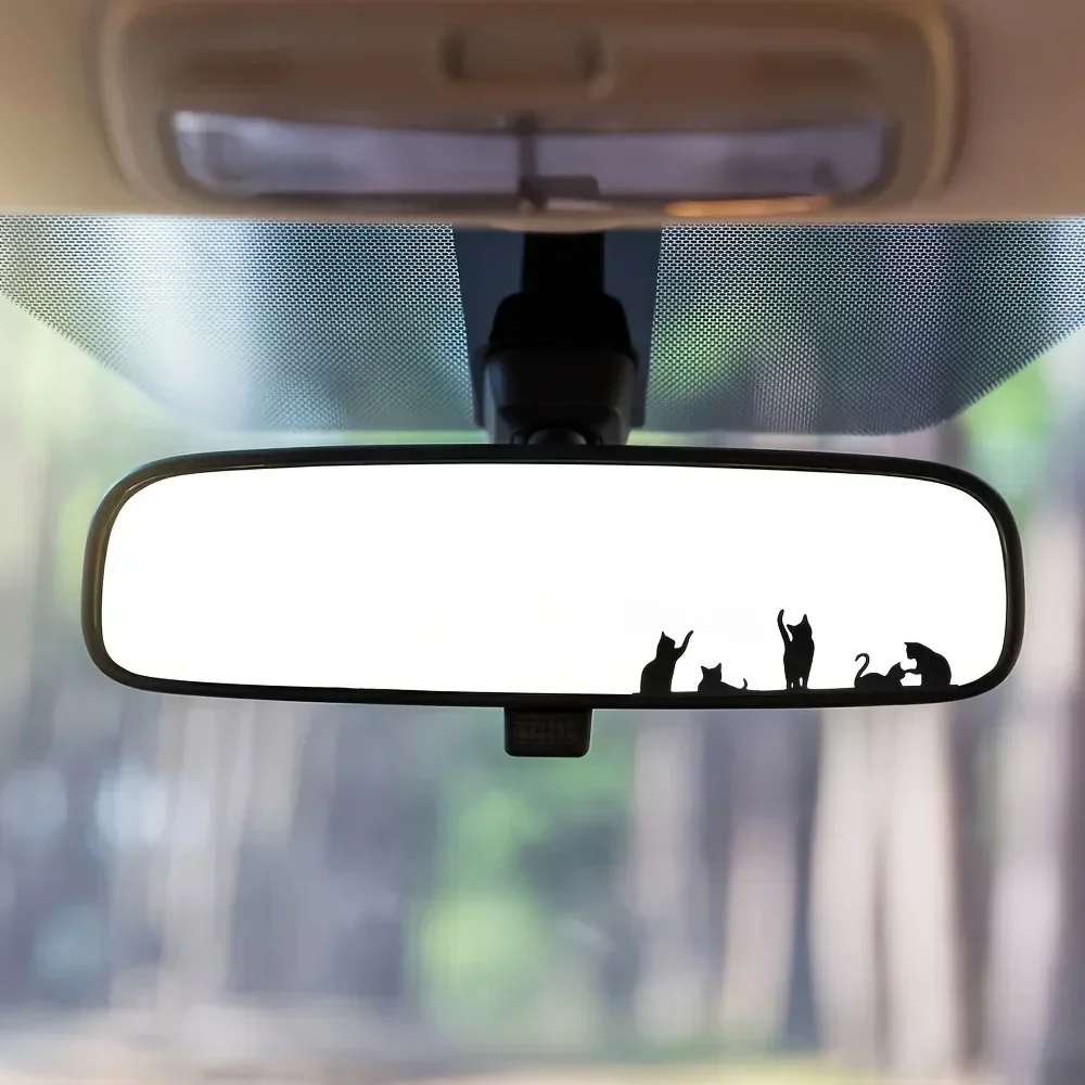 1 قطعة لطيف القط صورة ظلية سيارة دراجة نارية ملصق ، ملصق أنيق لمرآة الرؤية الخلفية السيارات موتو ، ملصق سيارة فريد الحيوانات الأليفة #5