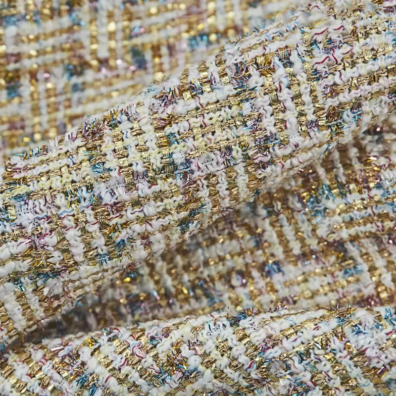 Colorful high-end woolen tweed woven fabric for European clothing DIY fashion sewing fabric