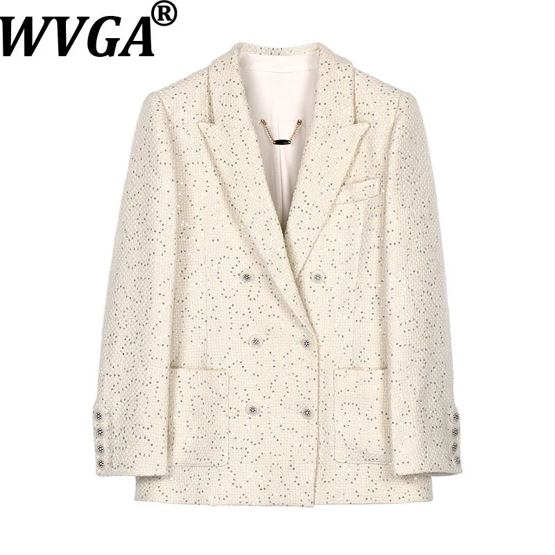 

WVGA Spring Autumn New Men Tide Turn-Down Collar Simple Trendy Sequin Blazer Niche Chic Casual Mid-Length Suit Jacket Ins W15551