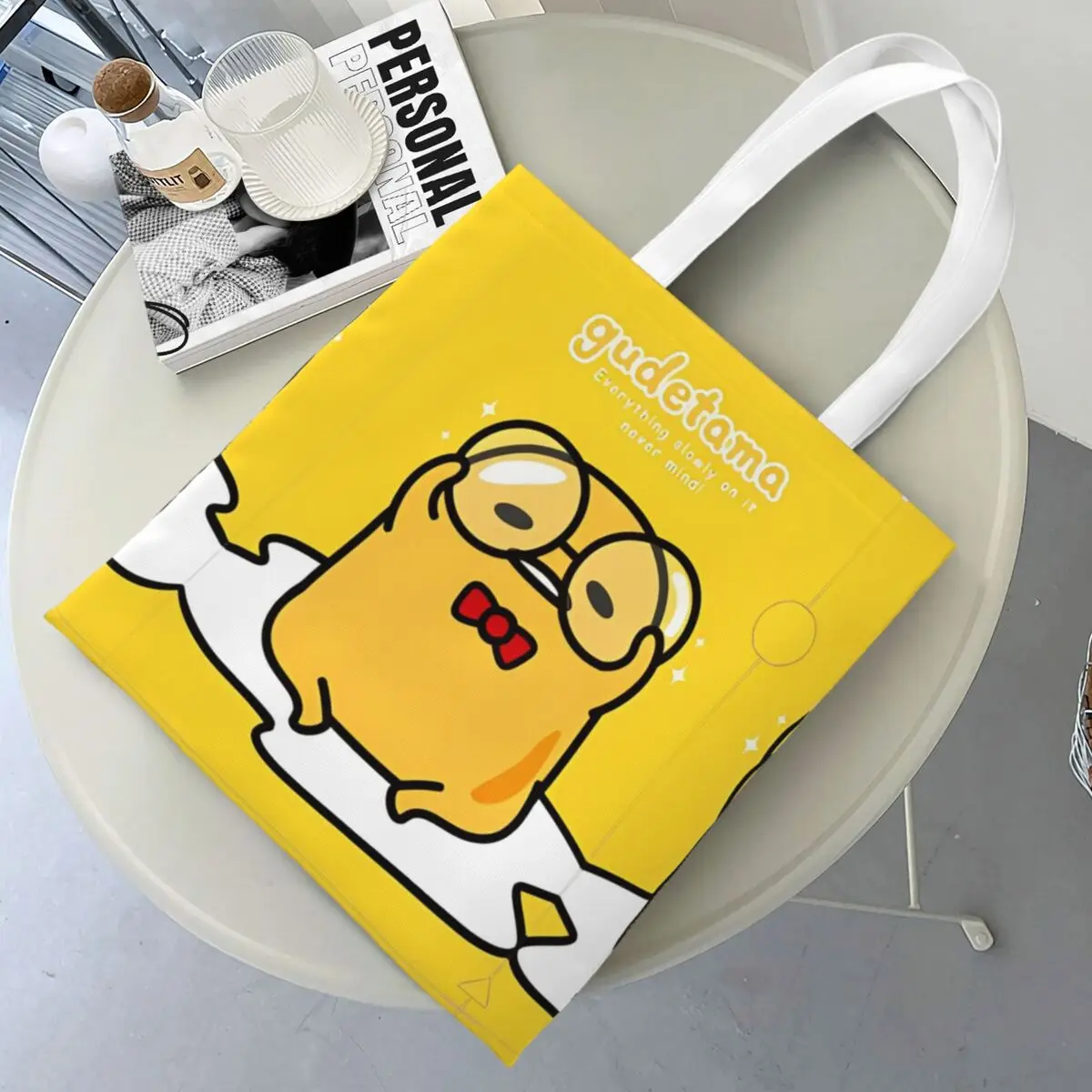 Unisex Gudetama The Lazy Egg Logo Tote Bags Large Capacity Grocery Bag for Ladies Handbags