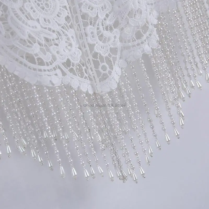 

Sophisticated Pearls Embellished Capelet Flowing Fringe Detail Traditional Wear