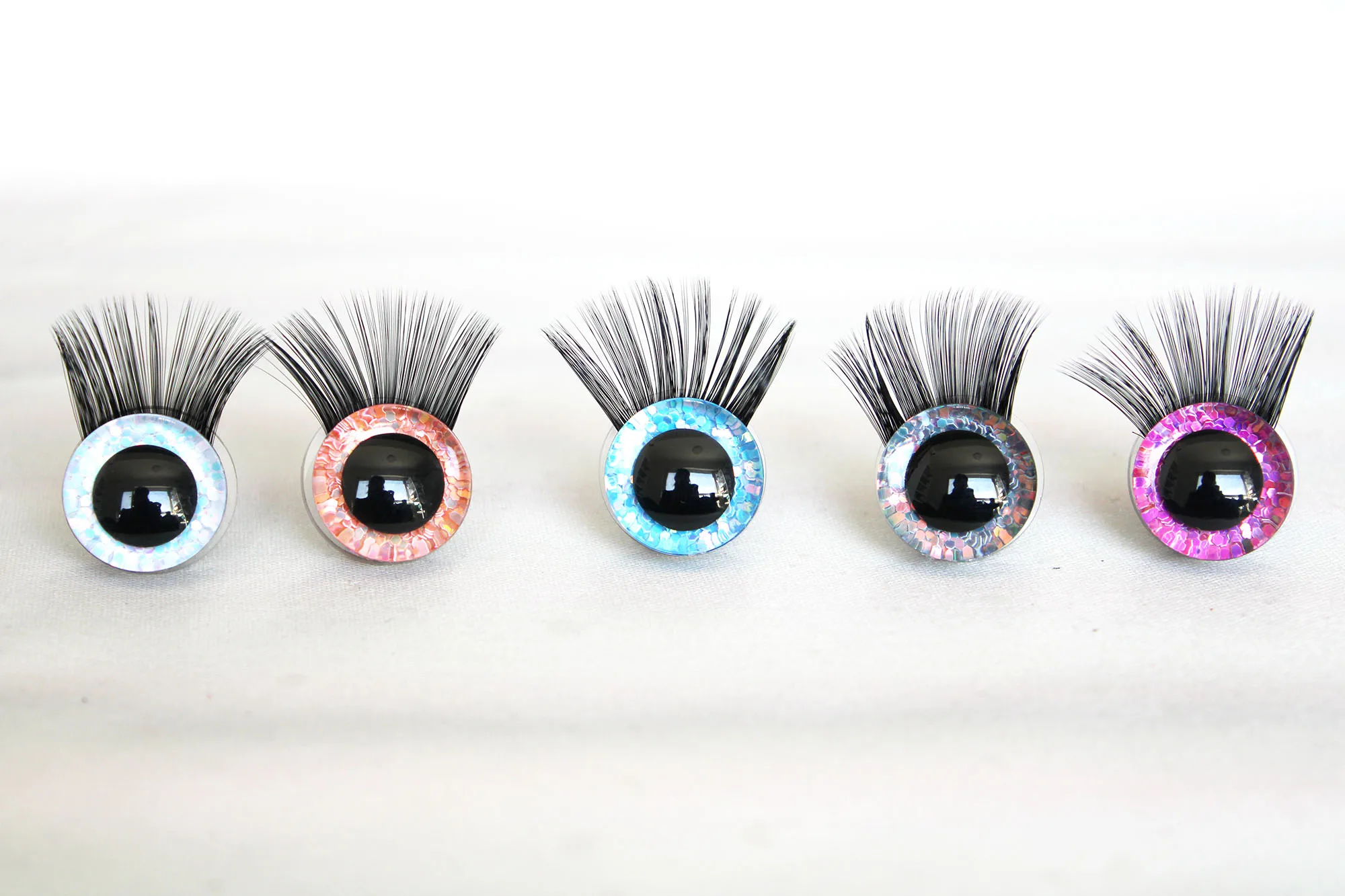 50pairs 14mm to 30mm craft eyes  New super 3D glitter toy safety eyes with black eyelash tray for diy doll  -T10