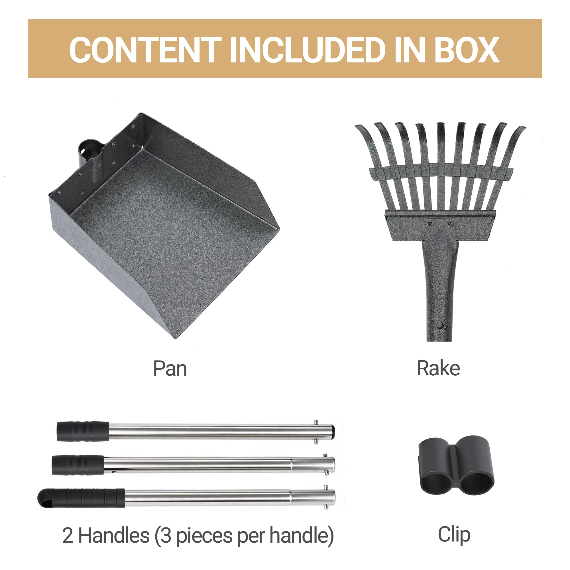 مغرفة Dog Pooper، مجموعة صينية وأنبوب الكلاب، مغرفة إزالة نفايات الحيوانات الأليفة مع مقابض طويلة قابلة للتعديل من الفولاذ المقاوم للصدأ