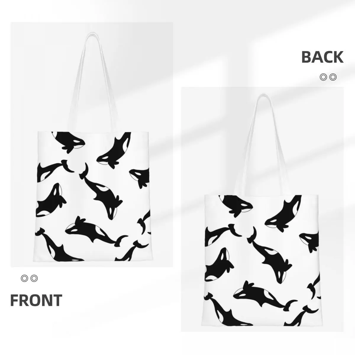 Orca Killer Whale Shopping Bags Ladies Canvas The Tote Bag Foldable Girls Shoulder Tote Travel Handbag