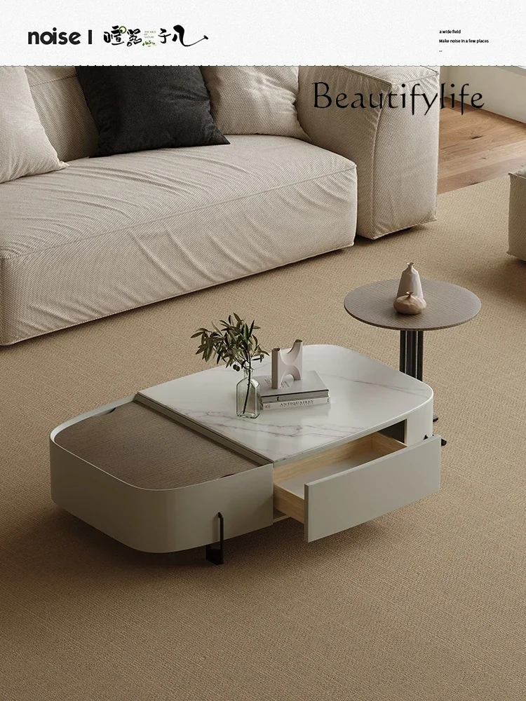 Light Luxury Lifting Coffee Table Microlite Living Room Designer Creative New Oval Coffee Table