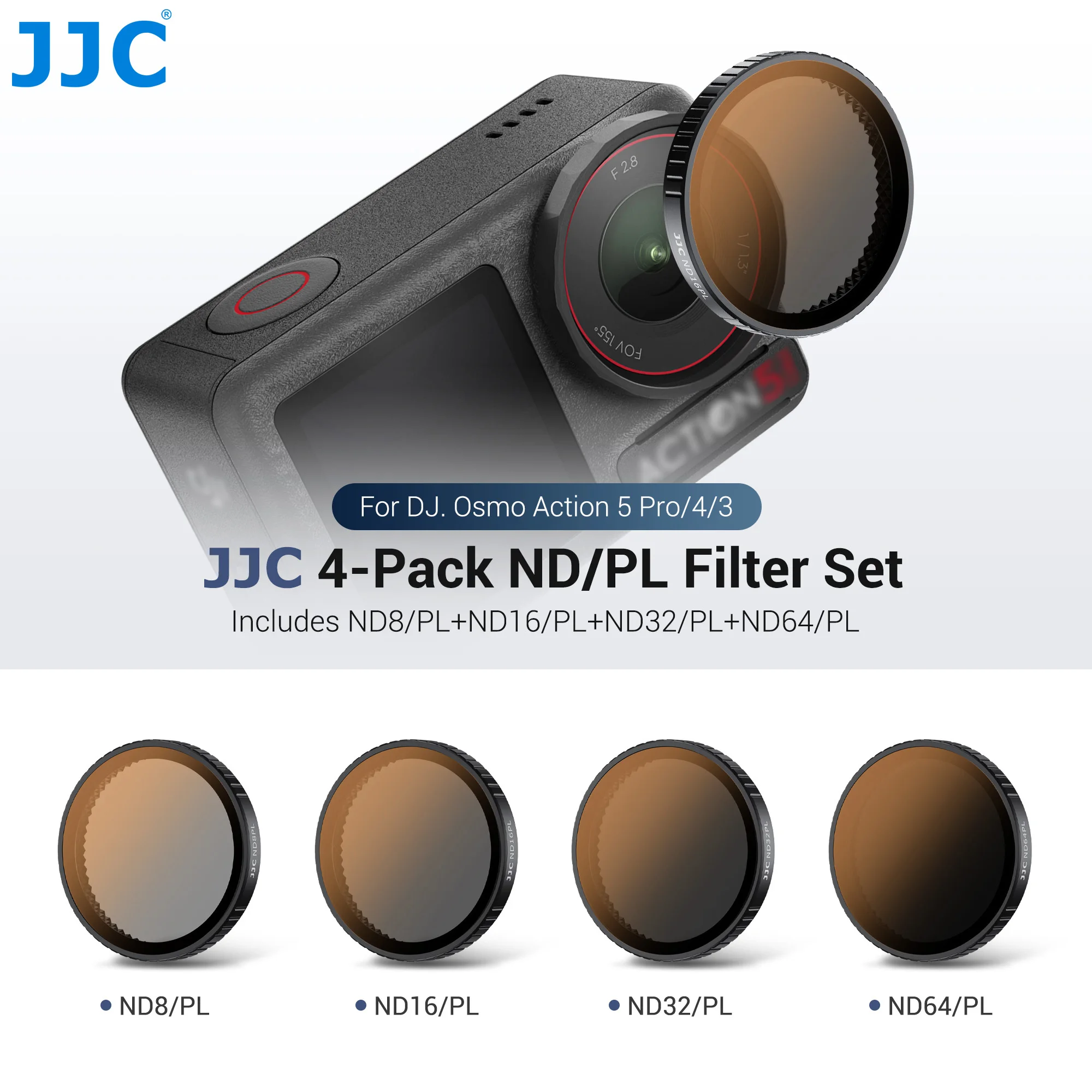 

JJC Lens Filter for DJI Action 5 Pro Action 4 Action 3 Camera Accessories CPL ND32 ND16 ND8 Polarizing Neutral Density HD Filter