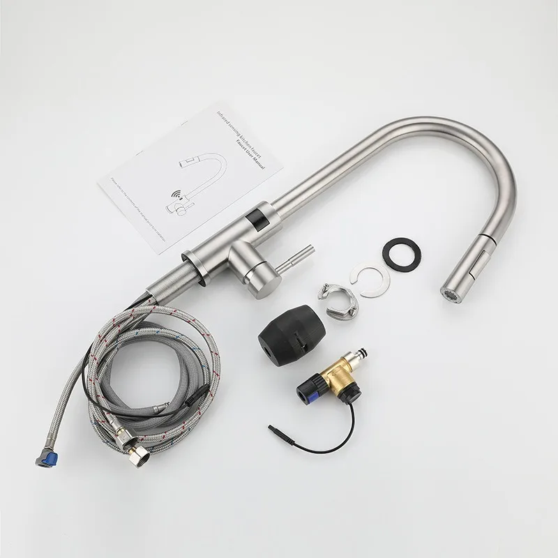 المطبخ المصقول الفولاذ المقاوم للصدأ الساخن والبارد الدورية سحب التدريجي ذكي مع شاشة ديجيتال الخضار حوض بالوعة بالوعة الحنفية