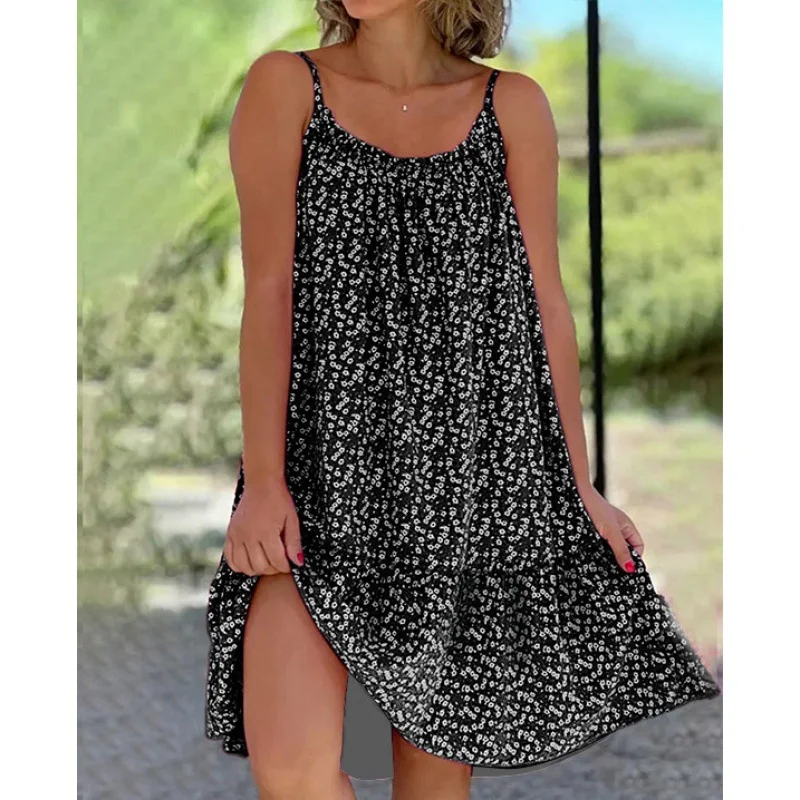 S-5XL2025 new Amazon independent station foreign trade pendulum floral suspender large size dress cw82300