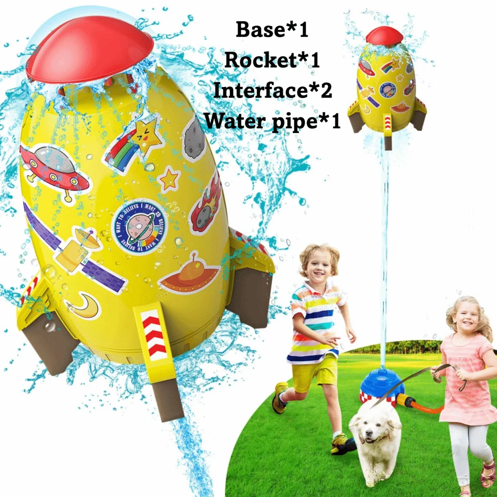 Juego completo de aspersores Liftoff, patrón de dibujos animados para niños con Base y conector, juguete de pulverización para juego de agua, manguera de agua de 3m