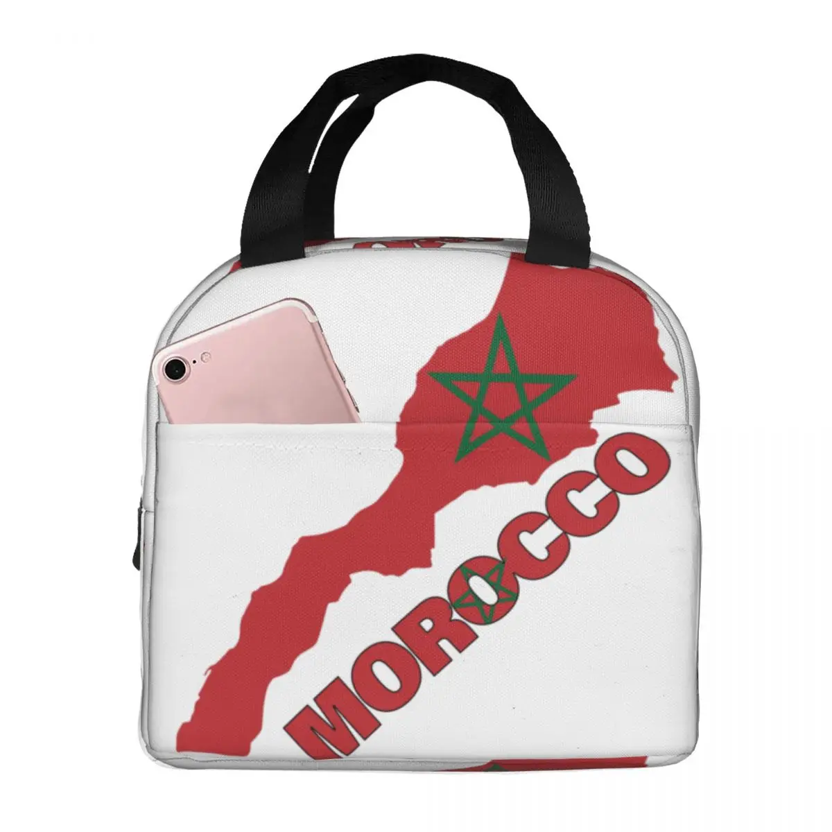 Morocco Flag Map Moroccan Portable Lunch Box for Women Multifunction Thermal Cooler Food Insulated Lunch Bag For School Office