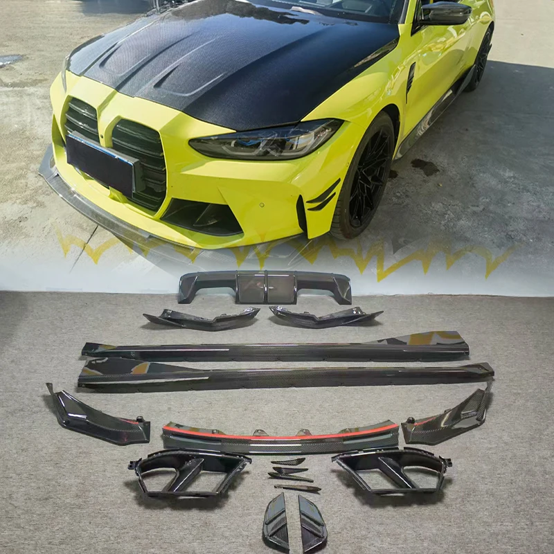 For BMW G80/G82 M3/M4 Body Kit Vost Style Carbon Fiber Front Side Skirts Rear Bumper & Diffuser Lower Lip-New Condition