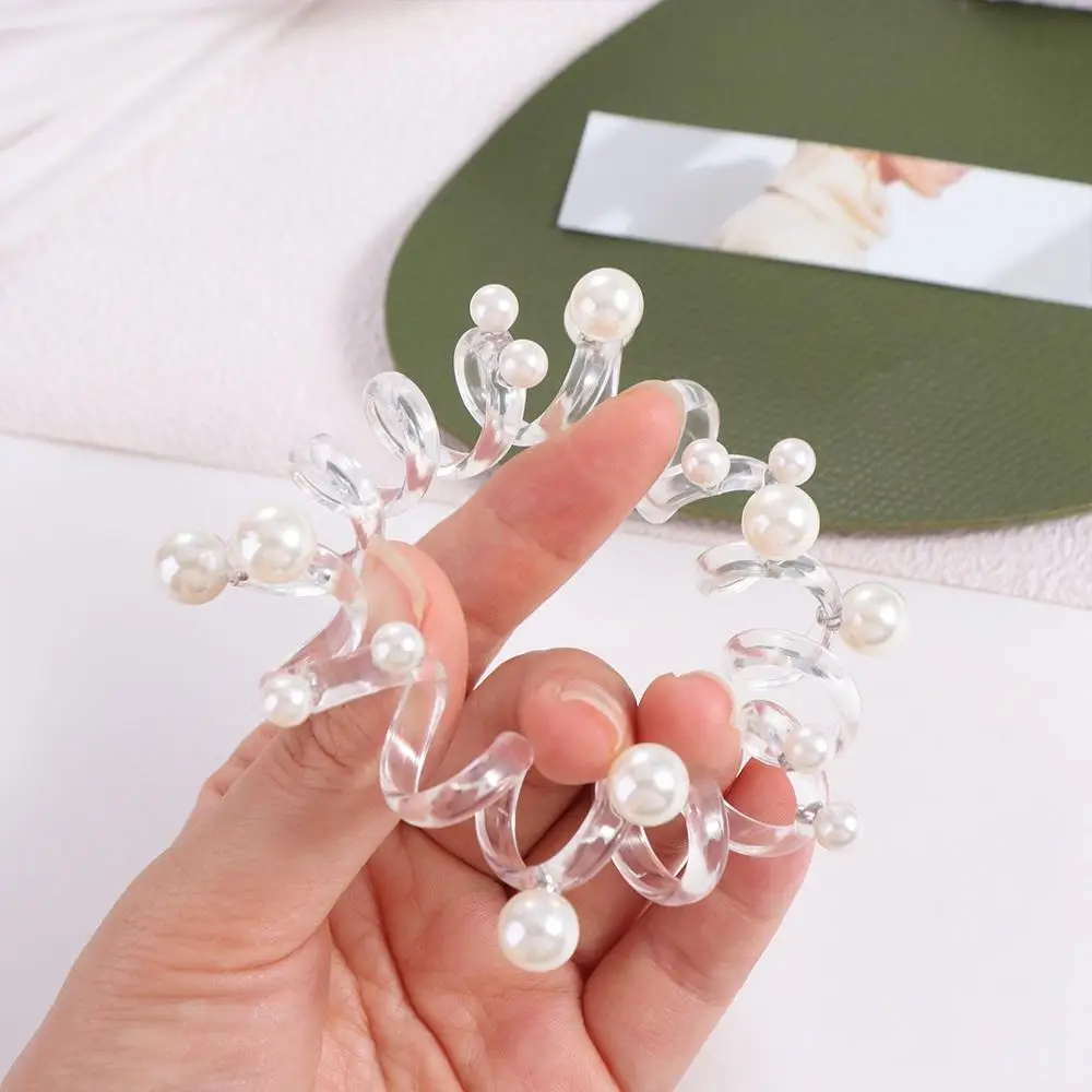 

TPU Telephone Line Hair Rope Korean Style Elastic Transparent Hair Ring Rubber Band Hair Ties Pearl Ponytail Holder Wedding