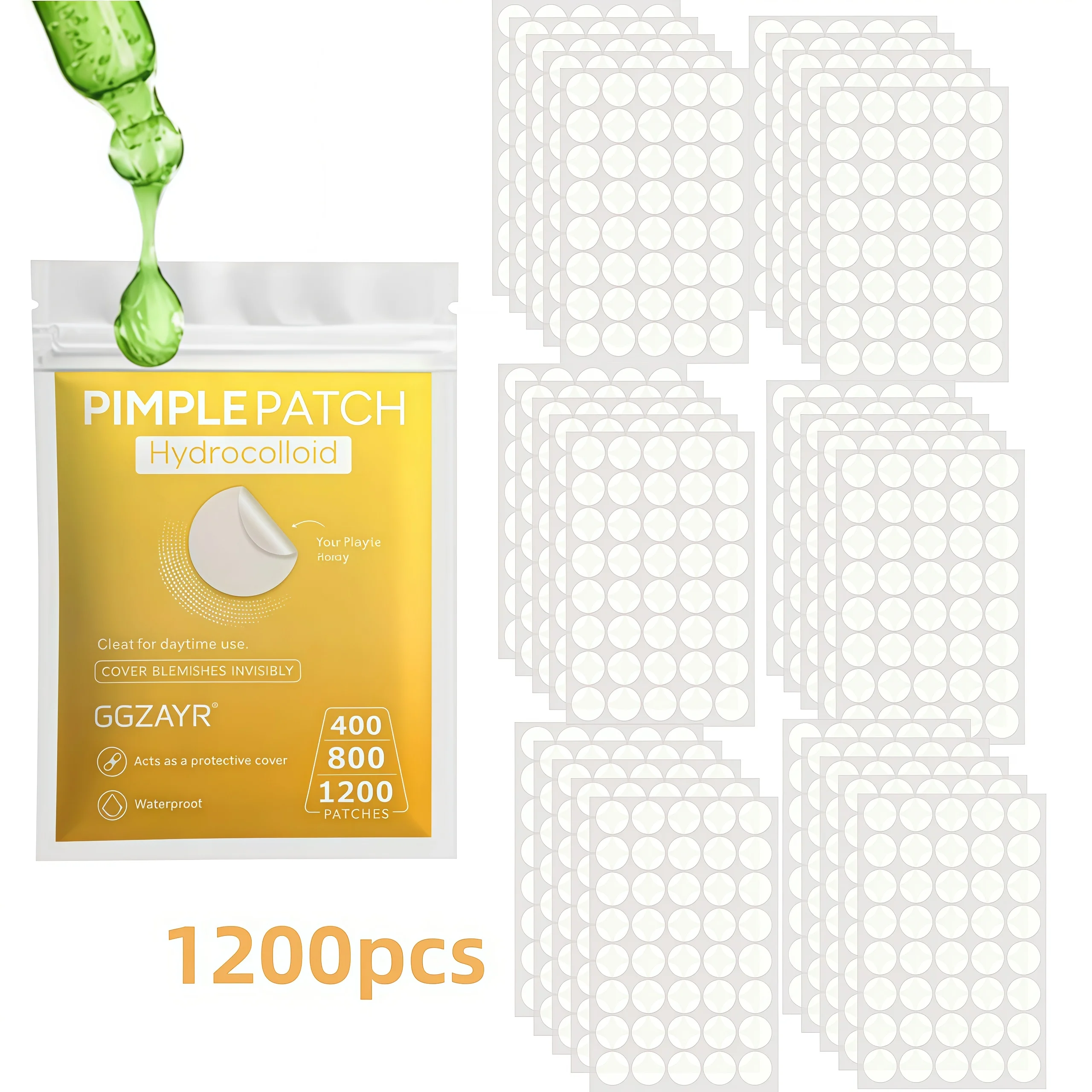 Kit de Adesivos para Acne Redondos Aprimorados 400/800/1400un, Pontos Invisíveis de Adesão Suave para a Pele