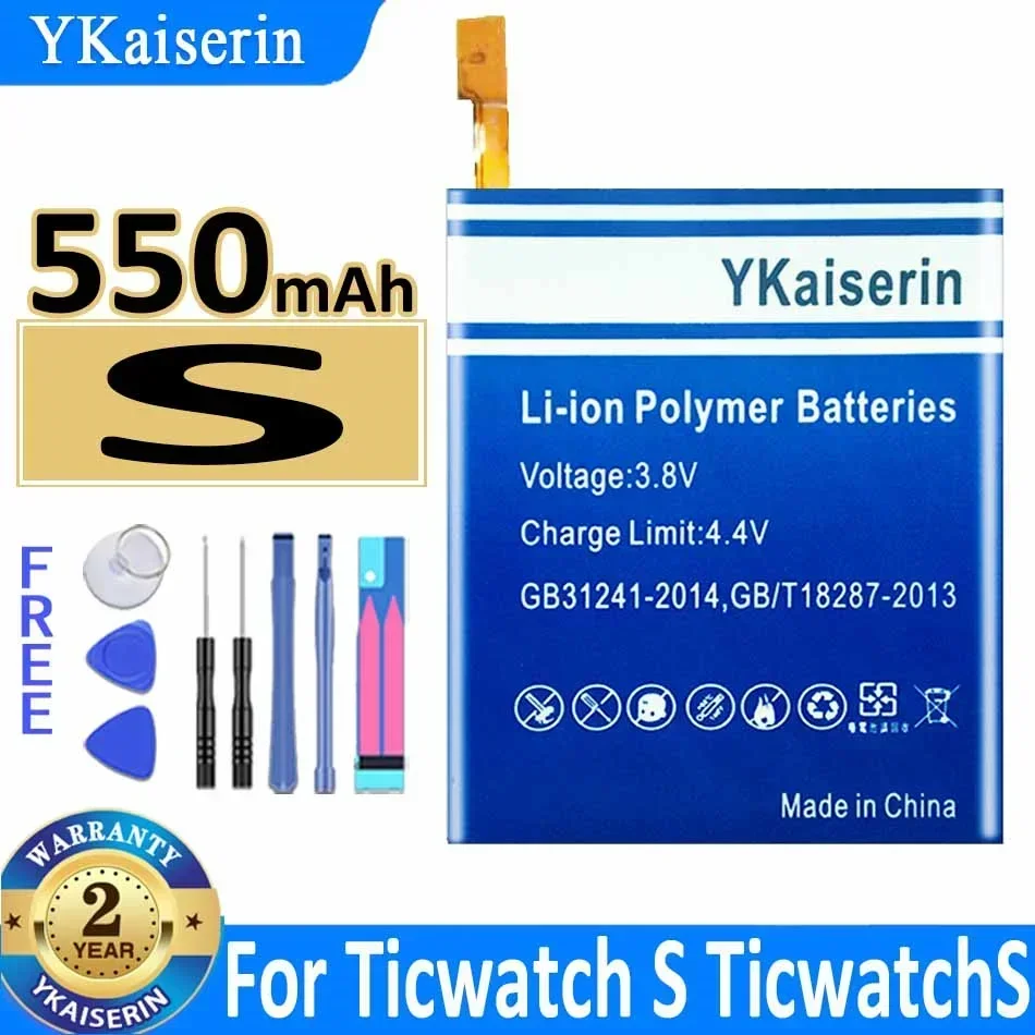 YKaiserin Battery For Ticwatch 2/2nd/E/S/pro Bluetooth/4G Version For Ticwatch2 TicwatchE TicwatchS Watch Batterij + Free Tools