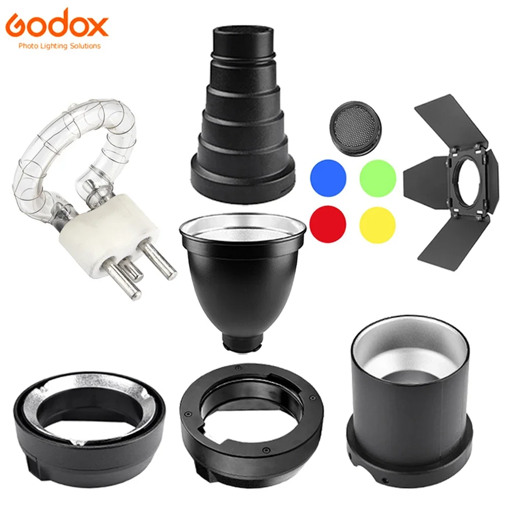Godox AD300Pro Flash Light Accessories Bulb Snoot Honeycomb Barndoon Reflector Elinchrom Broncolor Profoto Mount AD-AB Adapter