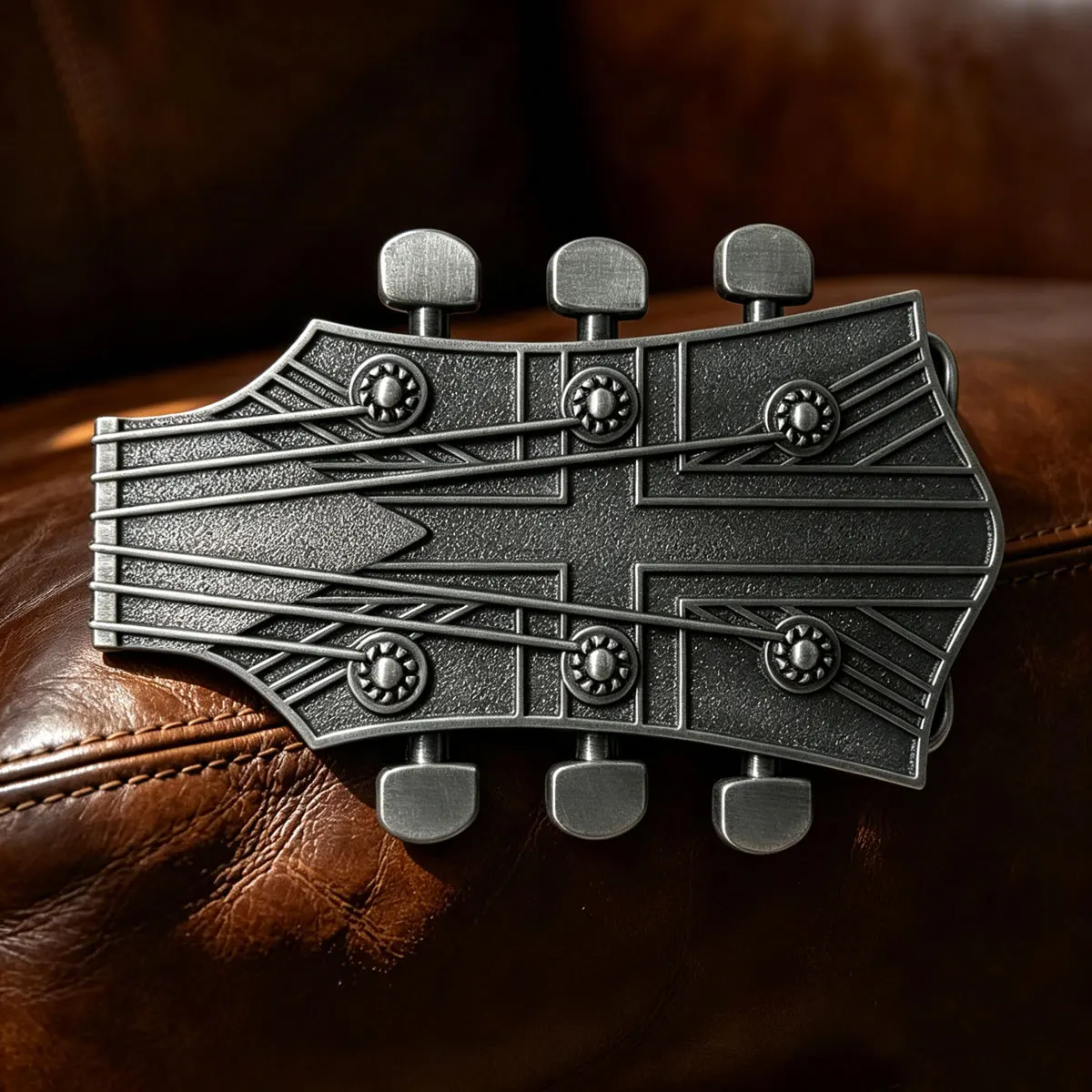 Retro Western Guitar Music Enthusiast Belt Buckle - Fashionable Leather Cowboy Accessory Classic Trend