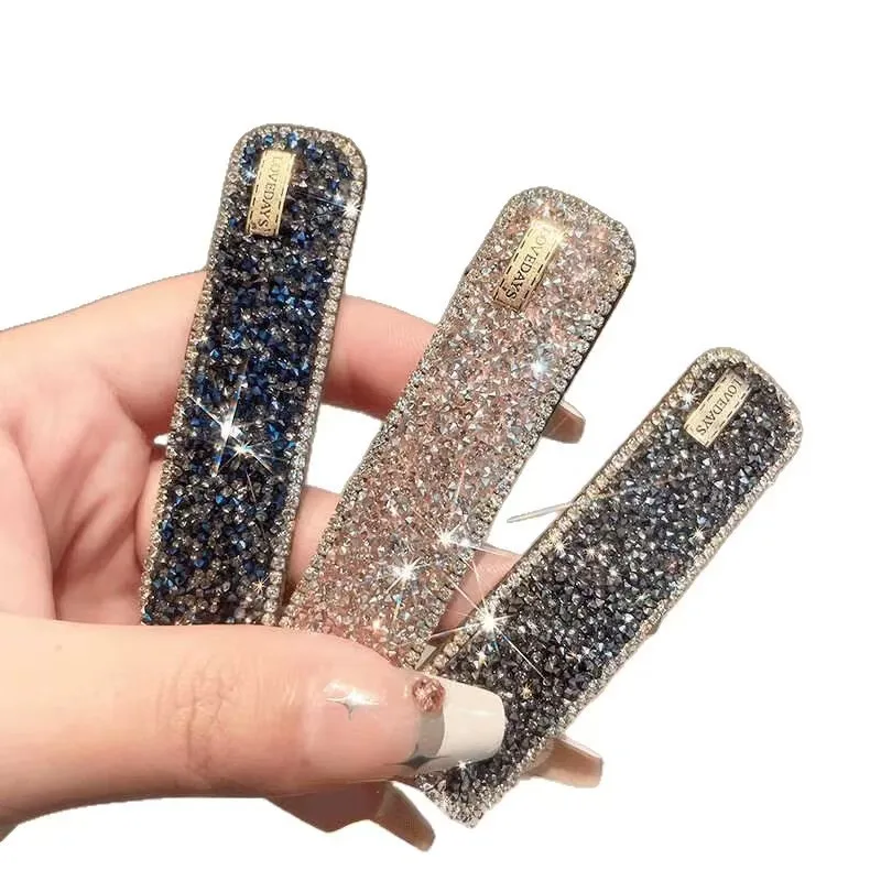 Han Shui Diamond Hairpin Female Side notch Hair Clip BB Clip Headpiece New Crystal Hair Clip One Word Clip