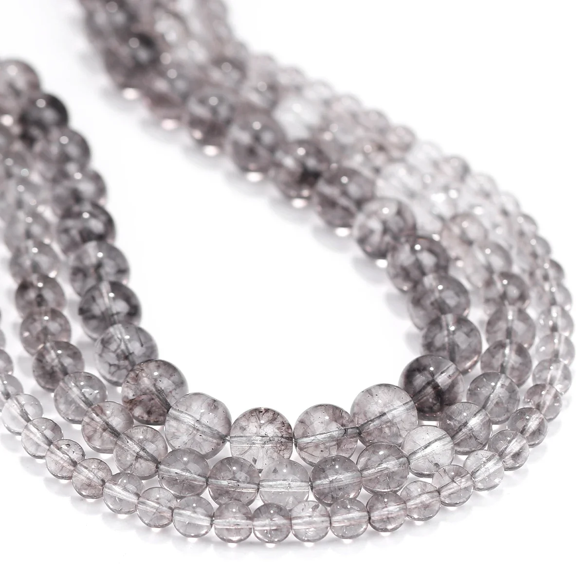 Grey Crystal for Jewelry DIY Making Bracelet Earrings Accessories crystal Stone Round Loose Mineral Circle Beads 1 Strip
