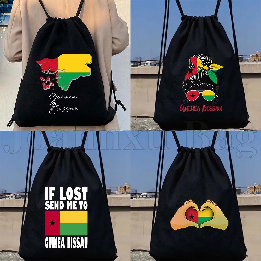 

Guinea Bissau Flag Map Emblem Guinean Girl Gift Durable Canvas Drawstring Bag Soccer Backpack Workout Sackpack Cotton String Bag